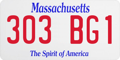 MA license plate 303BG1