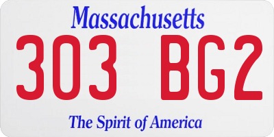 MA license plate 303BG2