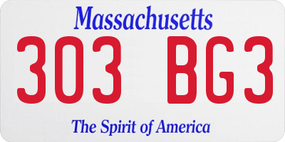 MA license plate 303BG3