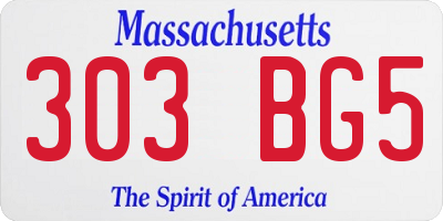 MA license plate 303BG5