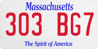 MA license plate 303BG7