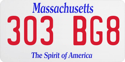 MA license plate 303BG8
