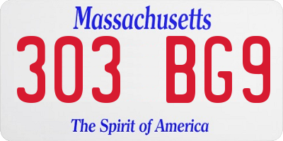 MA license plate 303BG9