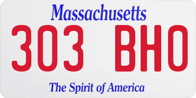 MA license plate 303BH0