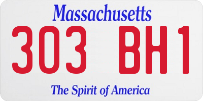 MA license plate 303BH1