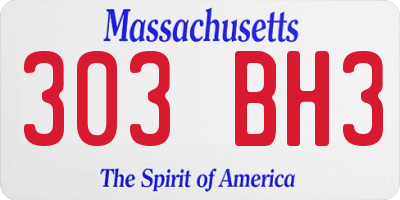 MA license plate 303BH3