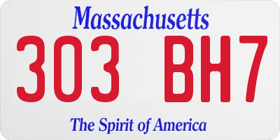 MA license plate 303BH7