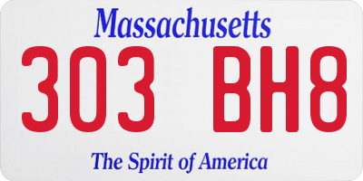 MA license plate 303BH8