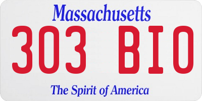MA license plate 303BI0