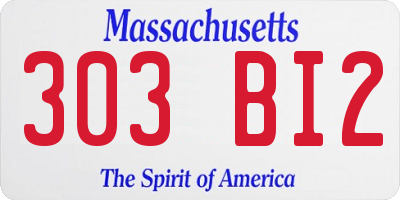 MA license plate 303BI2