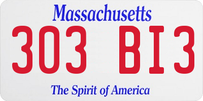 MA license plate 303BI3