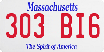 MA license plate 303BI6