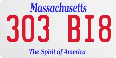 MA license plate 303BI8