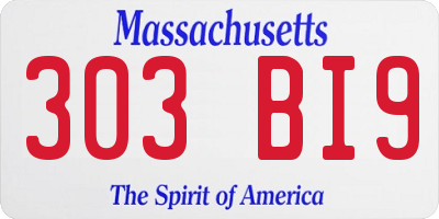 MA license plate 303BI9