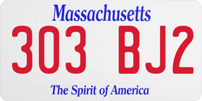 MA license plate 303BJ2
