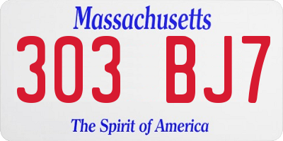 MA license plate 303BJ7