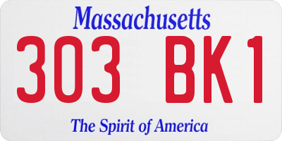 MA license plate 303BK1