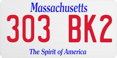 MA license plate 303BK2