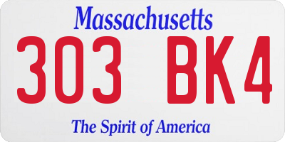 MA license plate 303BK4