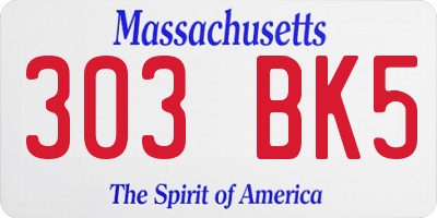MA license plate 303BK5