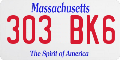 MA license plate 303BK6