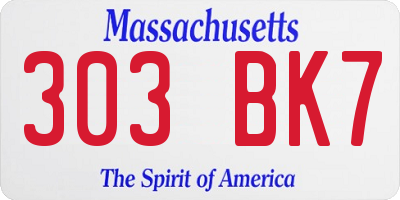 MA license plate 303BK7