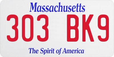 MA license plate 303BK9