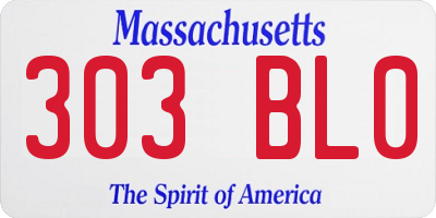 MA license plate 303BL0