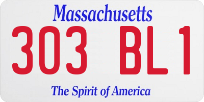 MA license plate 303BL1