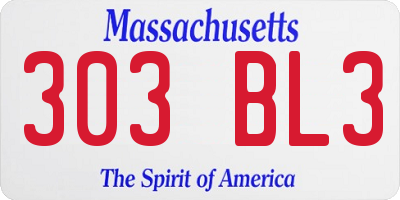 MA license plate 303BL3