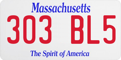 MA license plate 303BL5