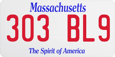 MA license plate 303BL9