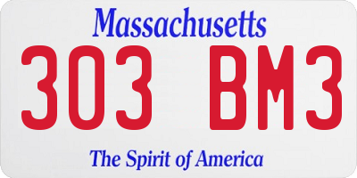 MA license plate 303BM3