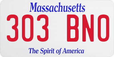 MA license plate 303BN0