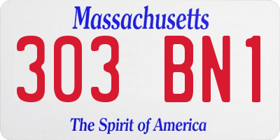 MA license plate 303BN1