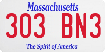 MA license plate 303BN3