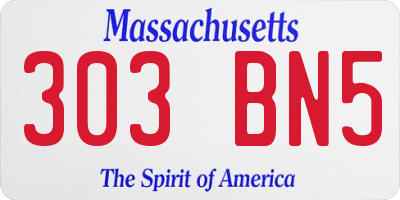MA license plate 303BN5