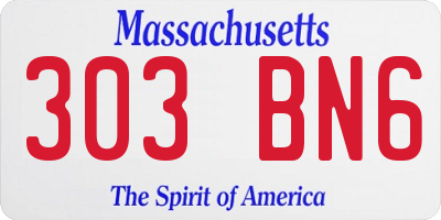 MA license plate 303BN6