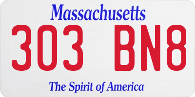 MA license plate 303BN8
