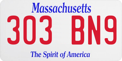 MA license plate 303BN9