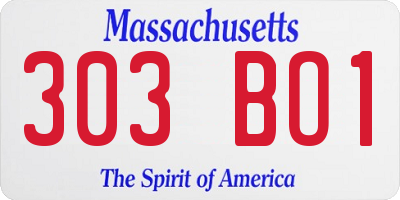 MA license plate 303BO1