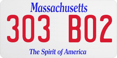 MA license plate 303BO2