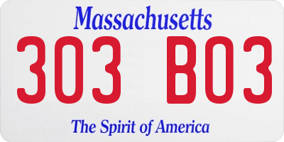 MA license plate 303BO3