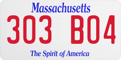 MA license plate 303BO4