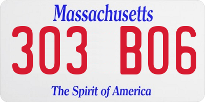 MA license plate 303BO6