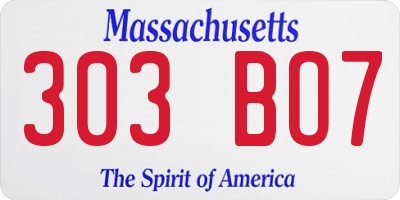 MA license plate 303BO7