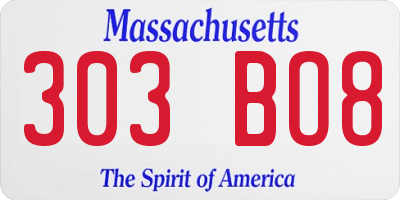 MA license plate 303BO8