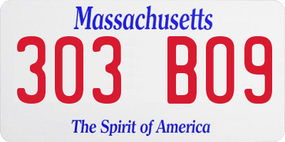 MA license plate 303BO9