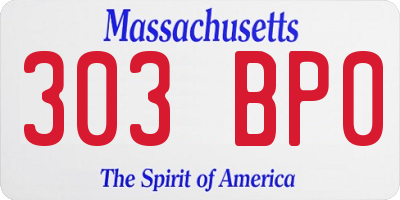 MA license plate 303BP0