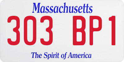 MA license plate 303BP1